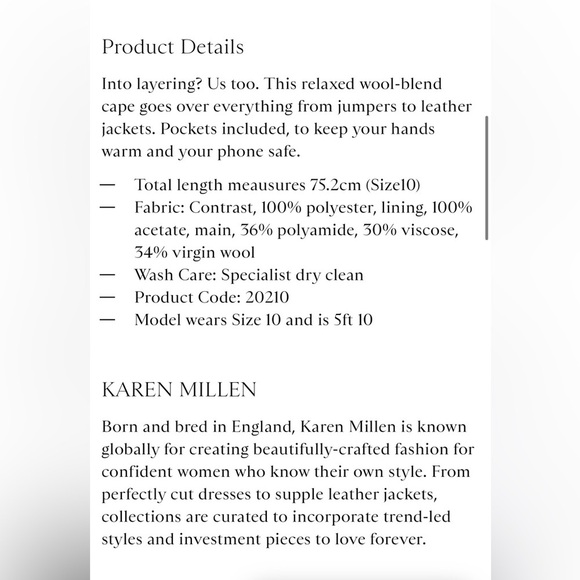 Karen Millen Wrap Front Cape in Black And Gray Merino Wool Blend US8 - Picture 13 of 13